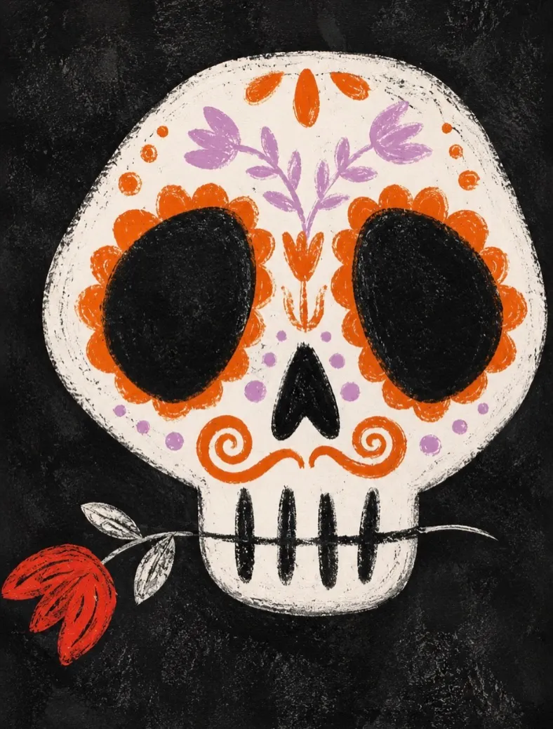 10:14- Día de los Muertos- Colorful Skull Art